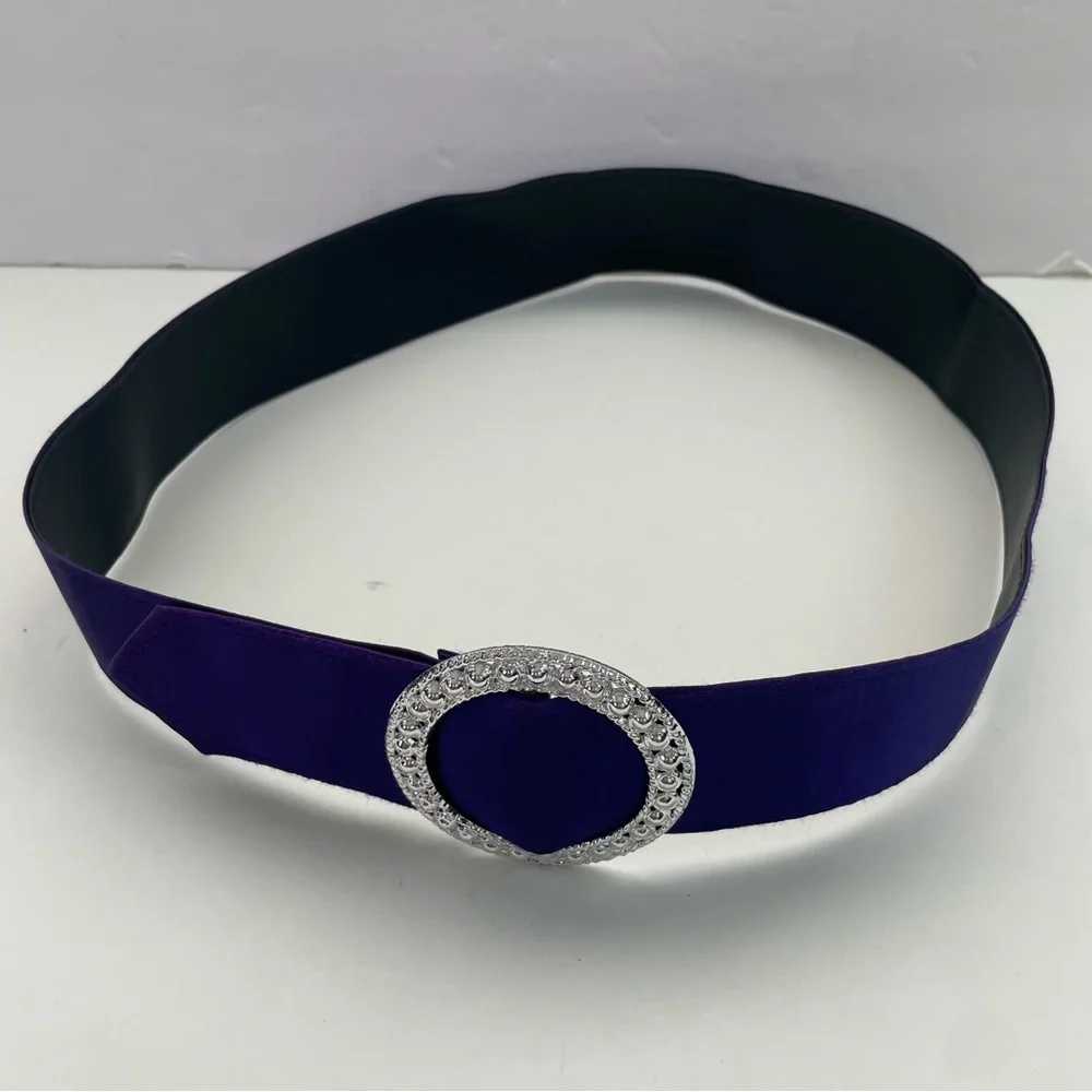 Purple Satin Wide Statement Belt‎